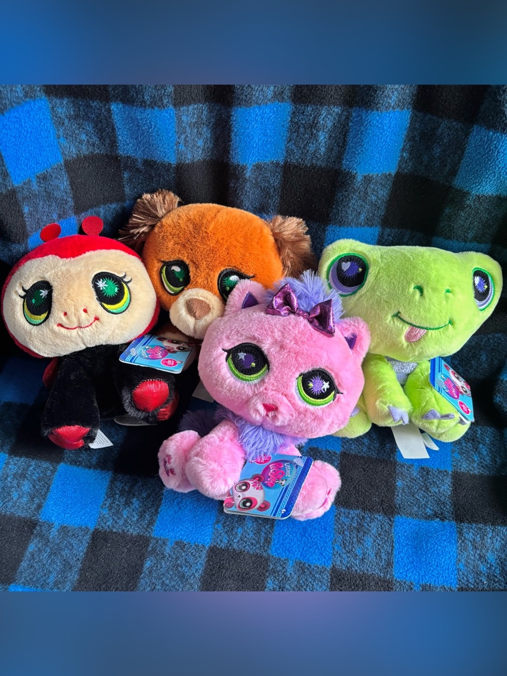 Set of 4 Littlest Pet Shop 6" Cuddle Plush Pets (Dog, Cat, Ladybug, Turtle) NWT
